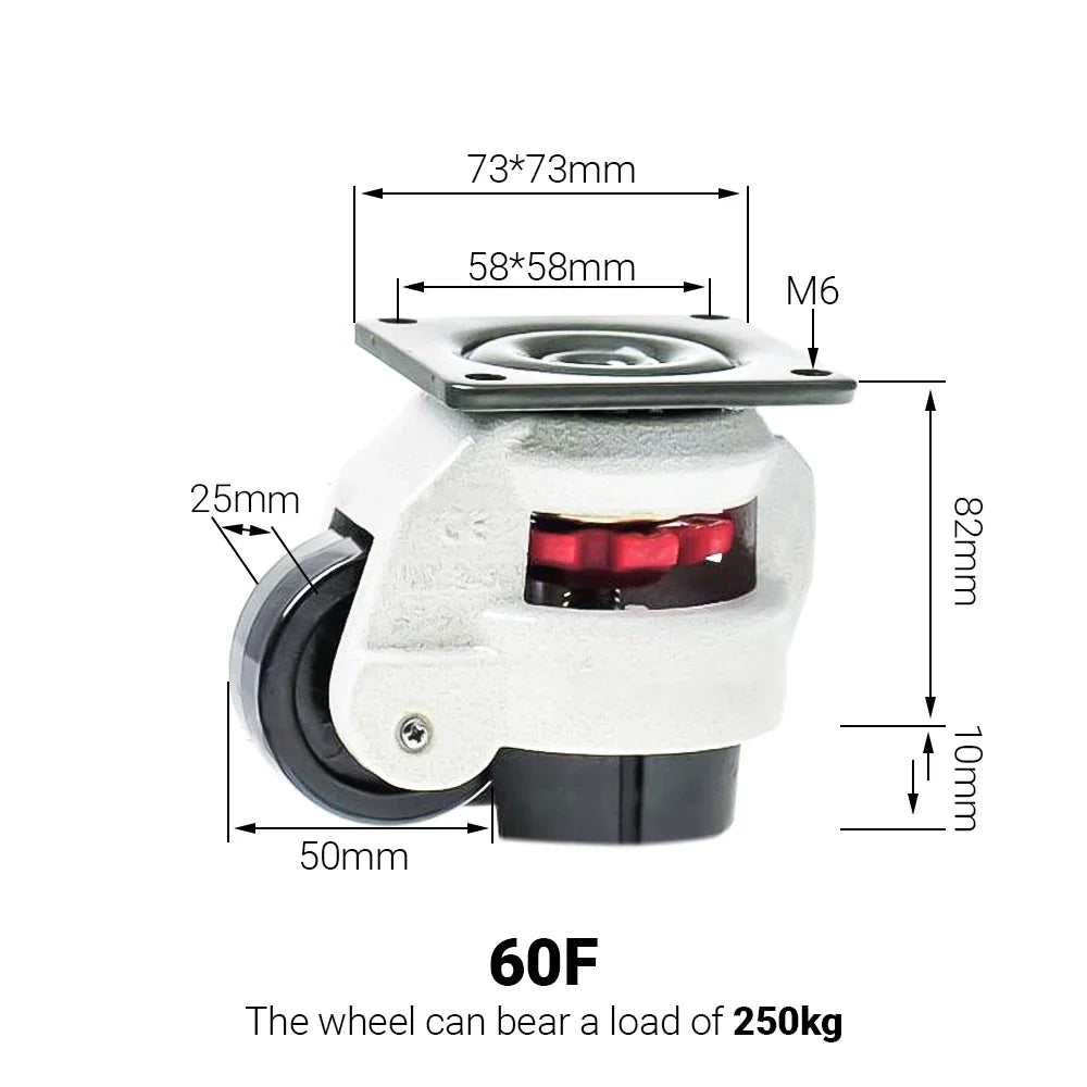 Heavy-Duty Industrial Swivel Caster – 500kg Load, Level Adjustment