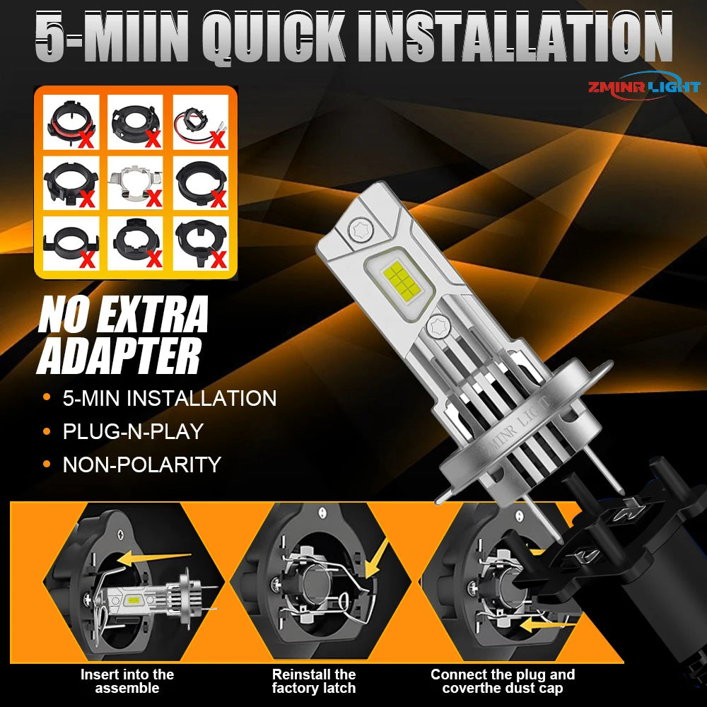 Super Bright 6000K LED Headlight Bulbs H1 H4 H7 Plug and Play - image 4