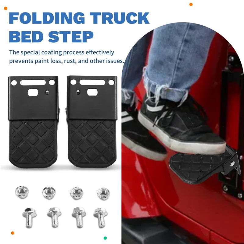 2PCS Anti-Slip Folding Truck Bed Step For Boat Trailer Bumper And Pickup Tailgate Ladder, RV Exterior Parts