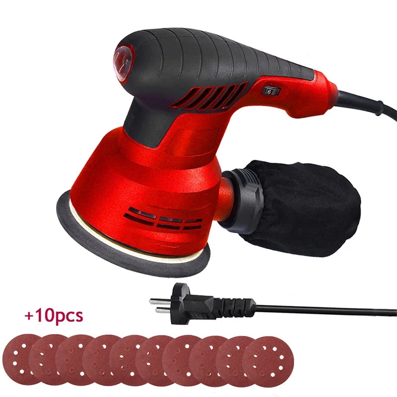 300W Powerful Electric Eccentric Sander 125mm 5 Inch 6 Speed Adjustment Wood Sanding Polisher Portable Car Polishing Machine Wit