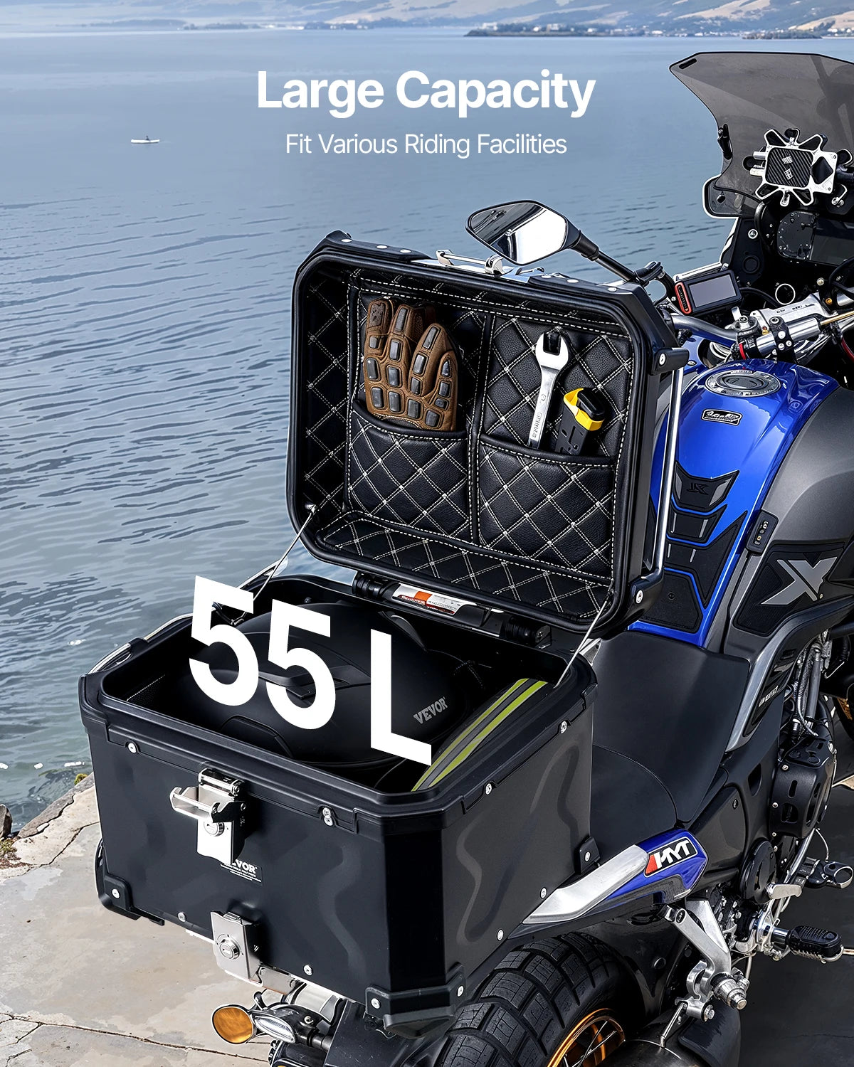 SucceBuy Aluminum Motorcycle Top Case with Leather Lining - image 3