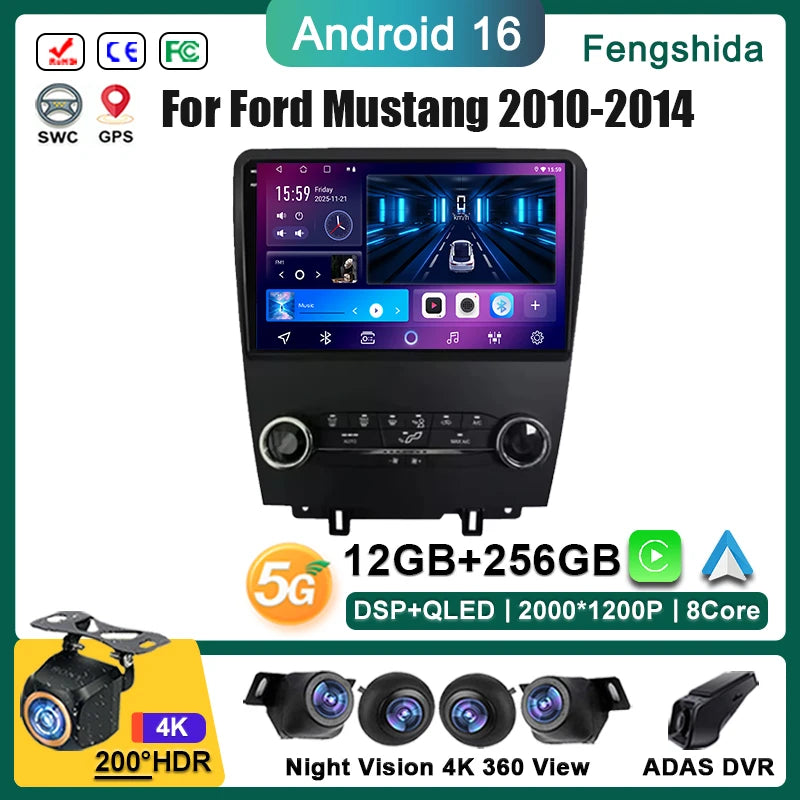 Ford Mustang 10-Inch Android CarPlay GPS Player (2010-2014)