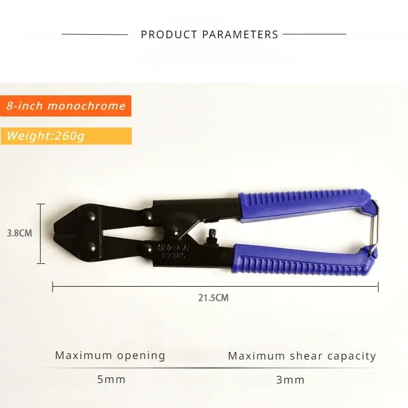 8 Inch Mini Bolt Cutter Chrome Vanadium Steel Heavy Duty Hand Tool for Steel Wire