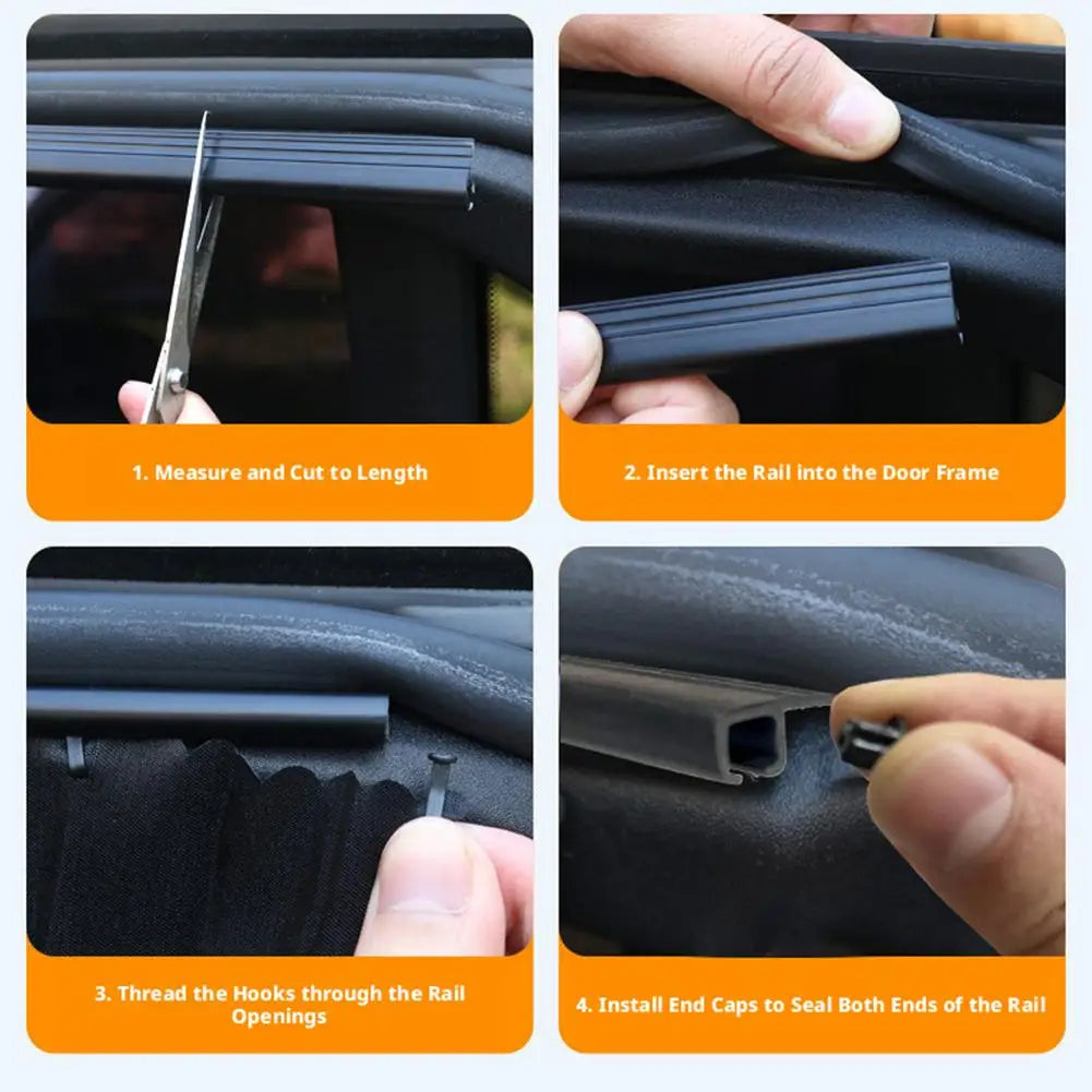 Car Side Window Pleated Sun Shades with Slide Track