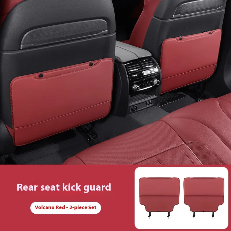 PU Leather Car Seat Back Kick Mats with Storage, Set of 2