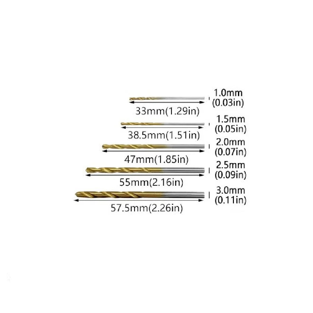 50 Piece HSS Drill Bit Set 1mm 1.5mm 2mm 2.5mm 3mm Gold Coated High Speed-Steel Drills For Metal Wood Plastic