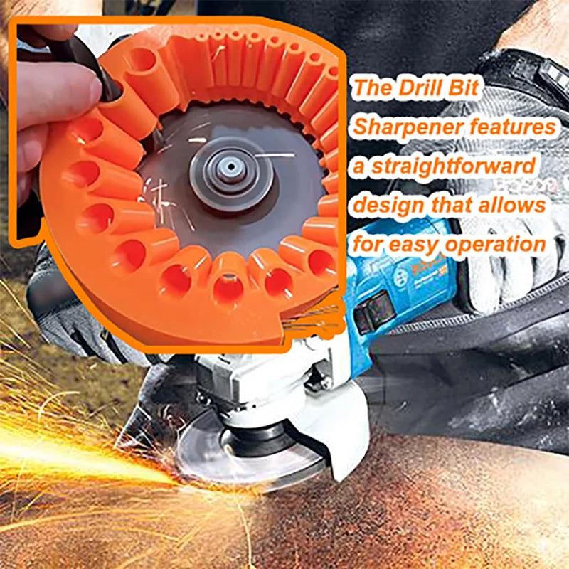 Anti-Stripping Angle Grinder Drill Bit Sharpener 2-13mm 20 Holes with Metal Thread Inserts Fit 115/125 Grinders Renew Old Bits
