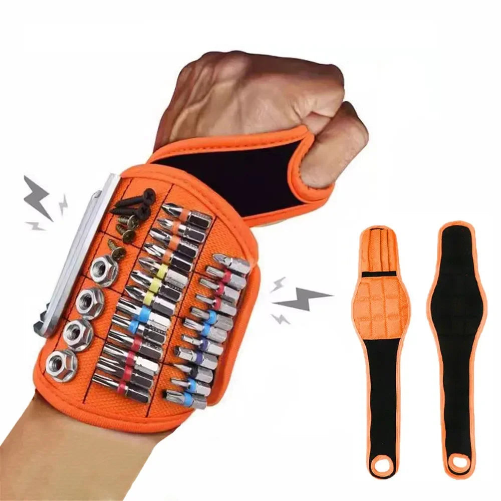 Magnetic Wristband with Strong Magnets Holds Magnetic Bracelet Screw Nails Drill Bit Tool Storage Holder Wrist for Electrician