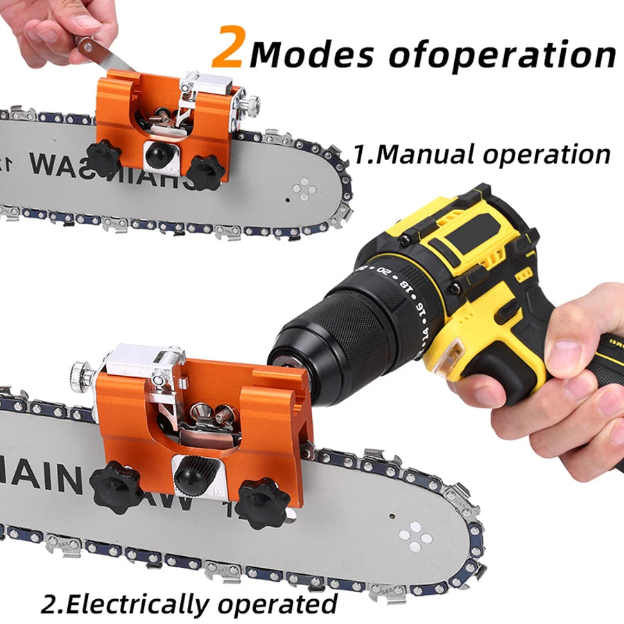 Portable Hand-Crank Chainsaw Sharpener with 4 Carbide Heads - image 2
