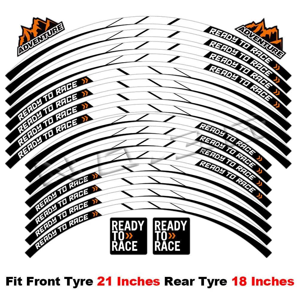 Reflective Motorcycle Rim Decal Stripe, 17-21 Inch Wheels
