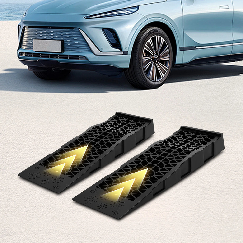 2Pcs Heavy Duty Car Ramps 3T Load Capacity Pair Vehicle Lifting Ramps Plastic Portable Loading Access Ramps Lift