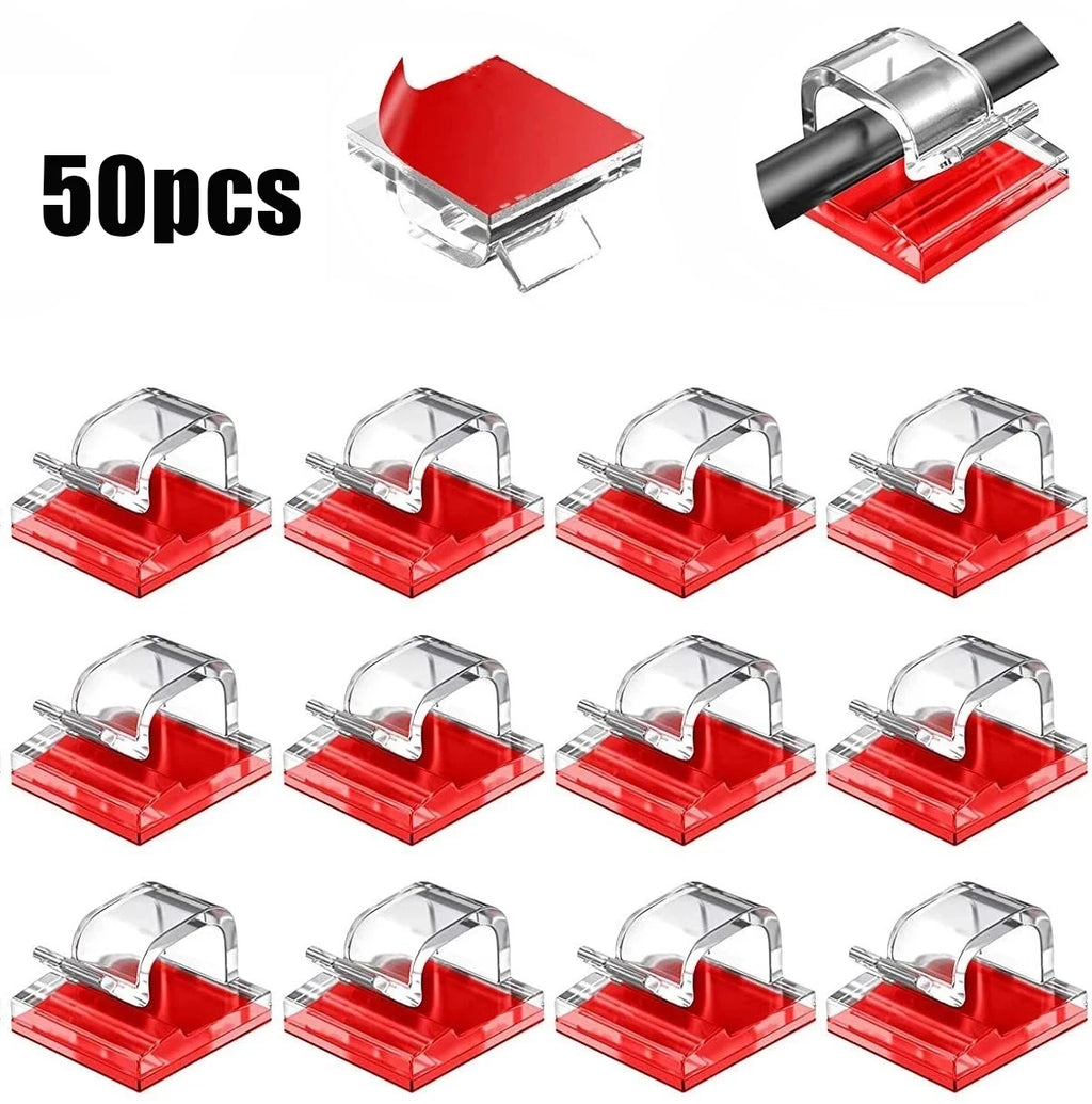50-Piece Wall-Mounted Cable Organizer Clips