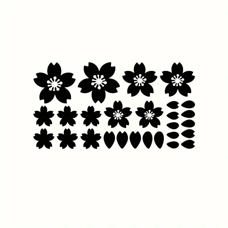 27-Piece Cherry Blossom Car Sticker Set for Windshield and Mirror
