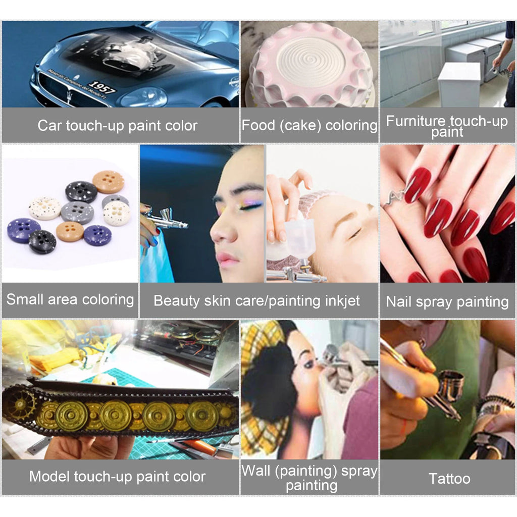 Dual-action Airbrush Kit Set Gravity Feed Spray Gun for Nail Airbrush Model Makeup Painting 0.3mm 0.5mm