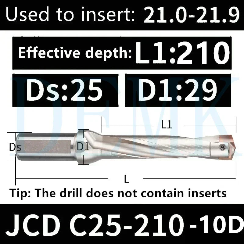 Indexable U Drill with Internal Cooling, 3D-10D, 10-25mm Diameter