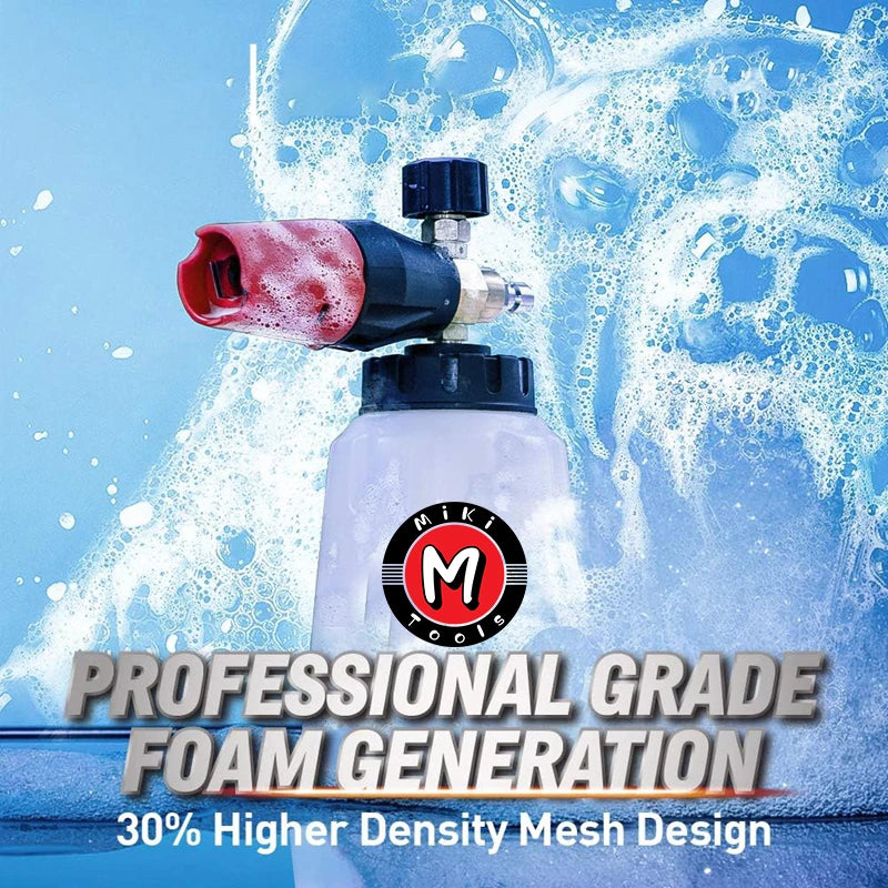 Snow foam cannon 1L, heavy duty wide neck foam gun with quarter inch quick connector