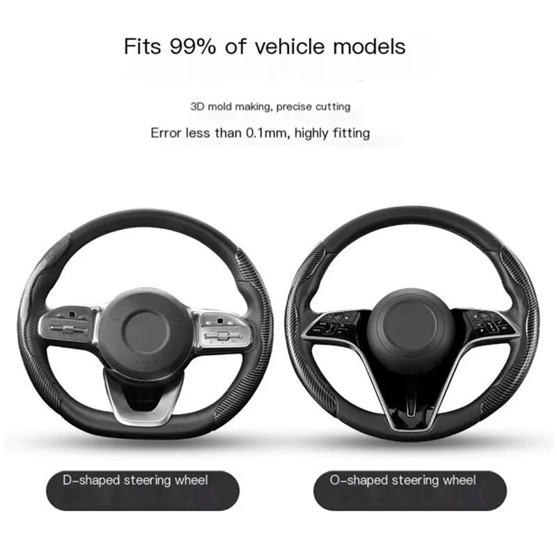 3-Piece Silicone Steering Wheel Cover, Carbon Fiber Look