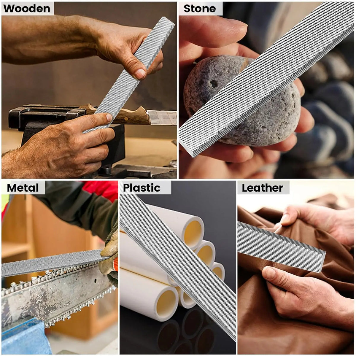 High Carbon Steel Files Set 6/8/10 Inch for Metal, Wood & Stone - image 5