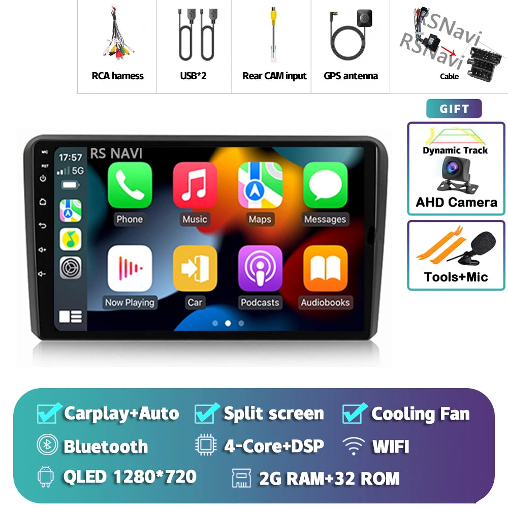 In-Dash Android Auto CarPlay GPS Navigation for Audi A3 2003-2013 - image 22