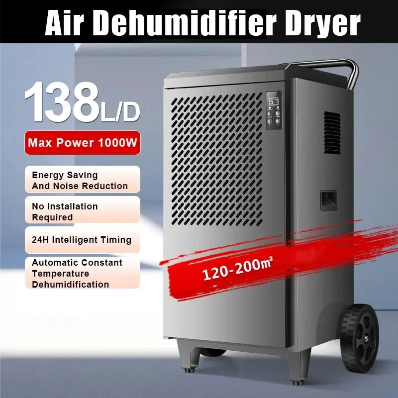 156 L/Day Industrial Dehumidifier, 1250W for Basement, Warehouse & Workshop