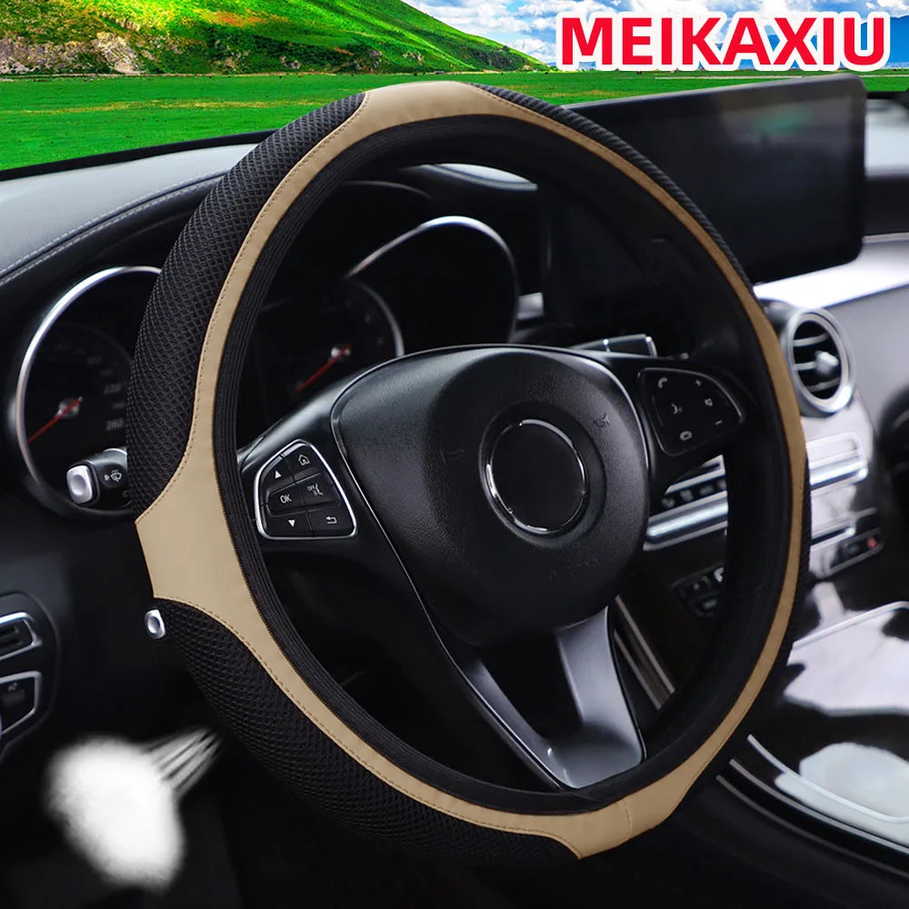 Breathable Mesh Stretch Steering Wheel Cover, 14.5-15 Inch