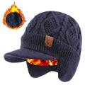 Winter Fleece-Lined Beanie with Earflaps – Windproof Knit Hat