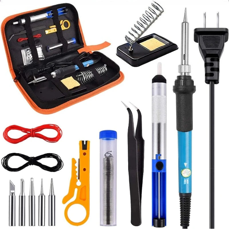 Soldering Iron Kit Welding Tool Soldering Kit with LCD Digital Multimeter 60W Soldering Iron 5 Extra Tips