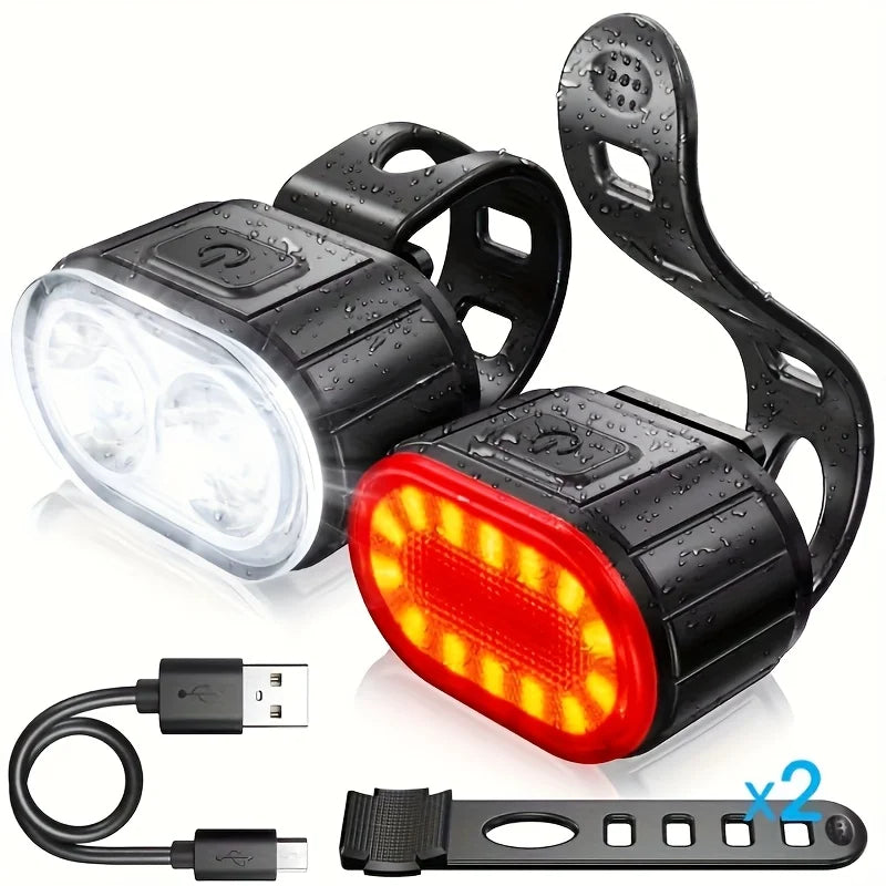 Rechargeable LED Bike Front & Rear Light for Night Cycling