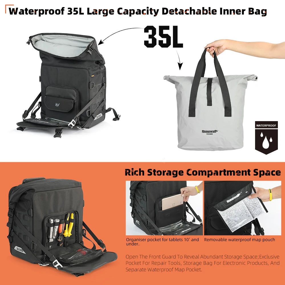 Rhinowalk 35L Quick-Release Waterproof Motorcycle Saddlebag - image 5