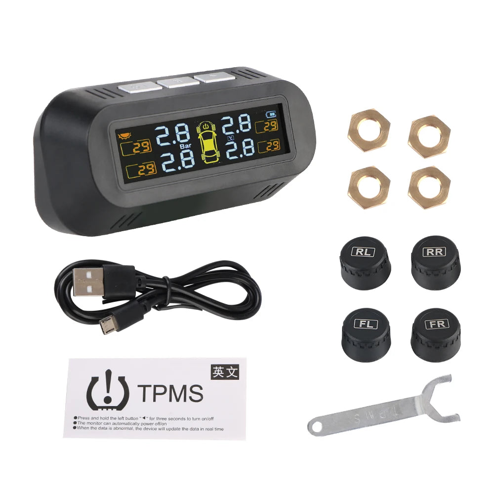Solar Tire Pressure Monitoring System with External TPMS Sensors