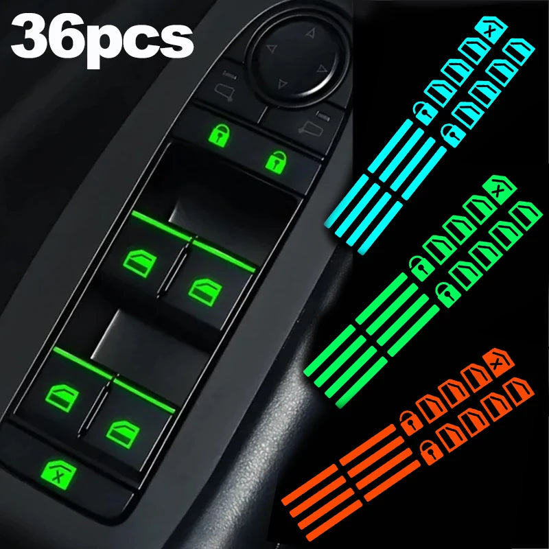 Luminous Car Door Window Lift Button Stickers