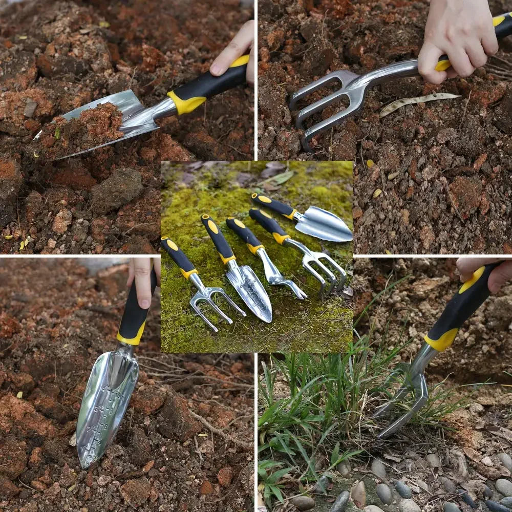 Garden Hand Tool Set – Trowel, Rake, Cultivator & Weeder