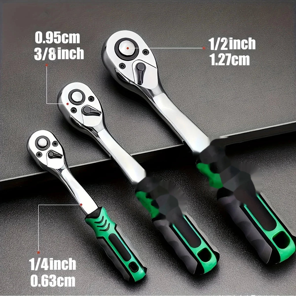 72-Tooth Ratchet Socket Set 1/4"–3/8"–1/2" – Quick Release