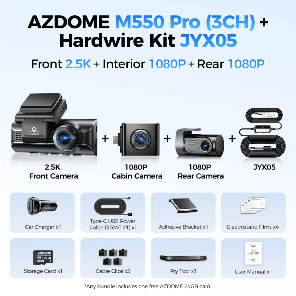 M550 Pro 4K Dash Cam with 5.8GHz Wi-Fi, GPS & IR Night Vision