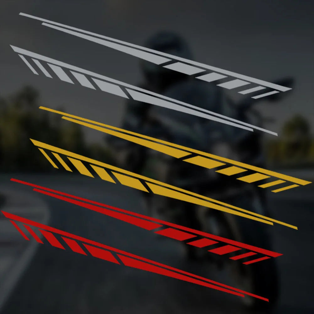 Pair of Reflective Motorcycle Front Fender Decals, 28 x 2cm
