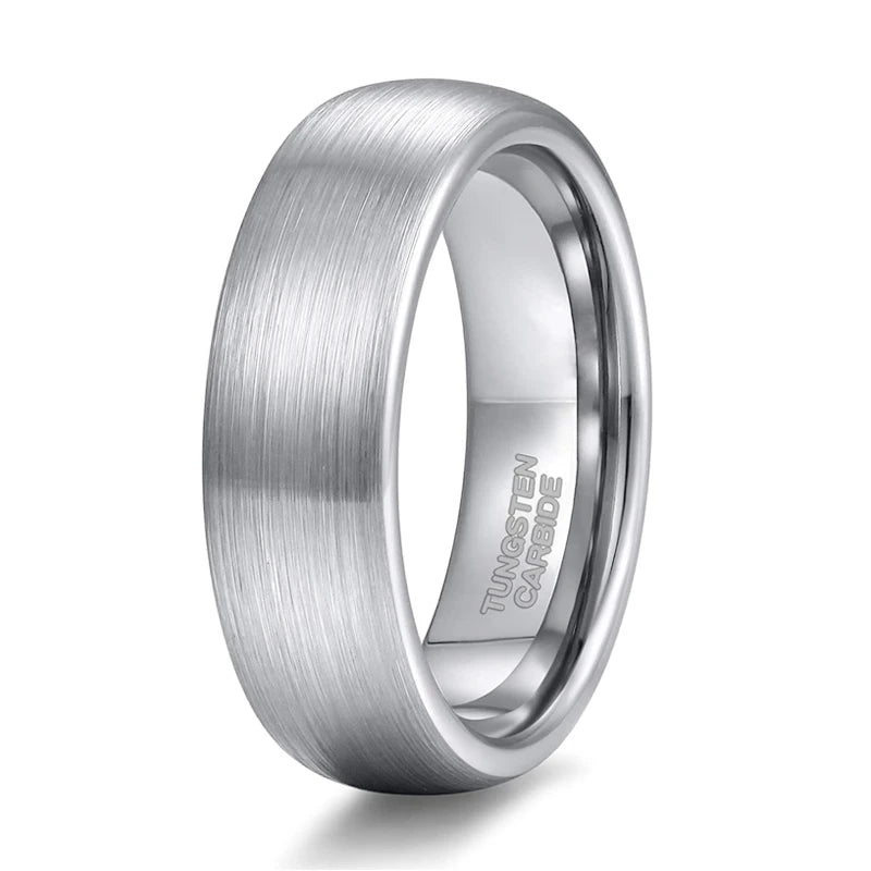 Men's Tungsten Carbide Wedding Band Ring - Brushed Silver 6mm/8mm - image 2
