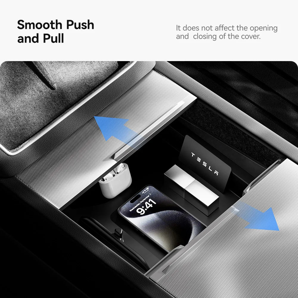 Double-Layer Armrest Storage Box for Tesla Model Y and Model 3