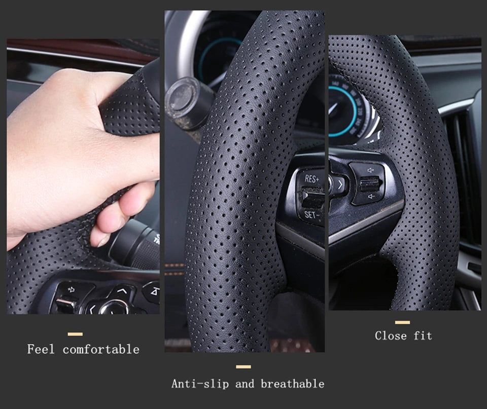 Genuine Leather Steering Wheel Cover for Chevy Silverado & GMC Sierra - image 7