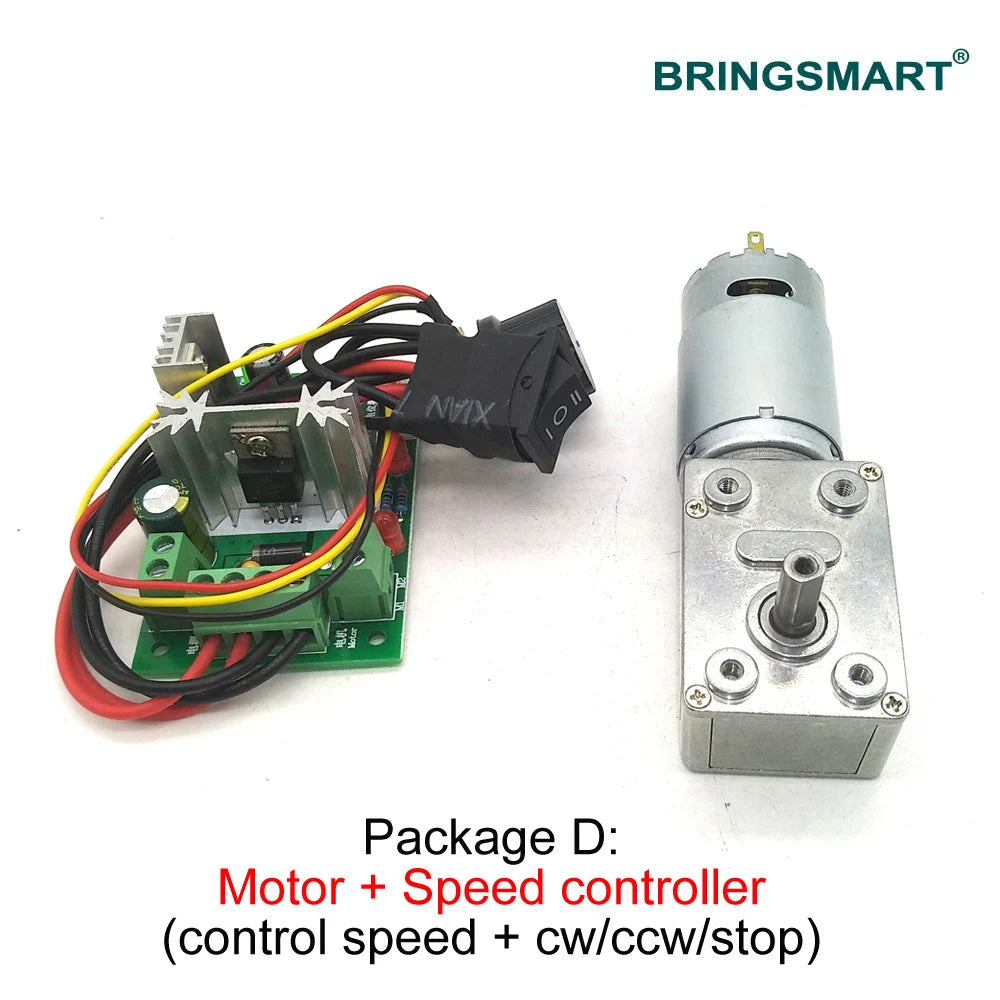 12V/24V DC Worm Gear Motor, Low Speed 2.5-210RPM