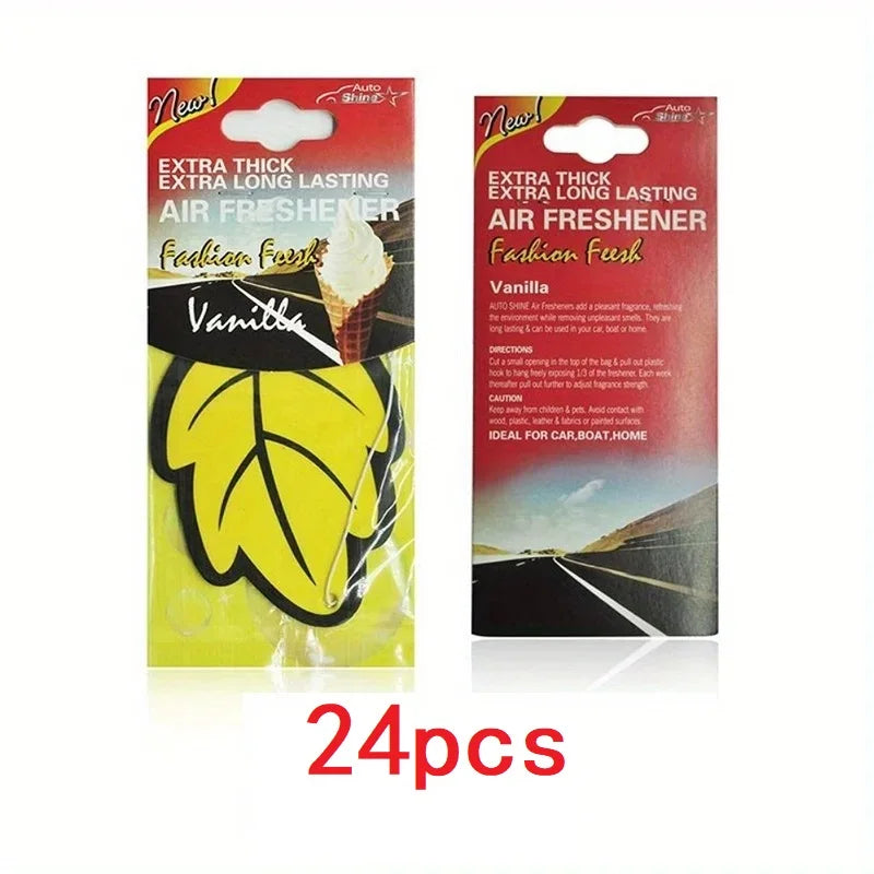Vanilla Scented Paper Leaf Hanging Car Air Fresheners, 3-60 Pcs