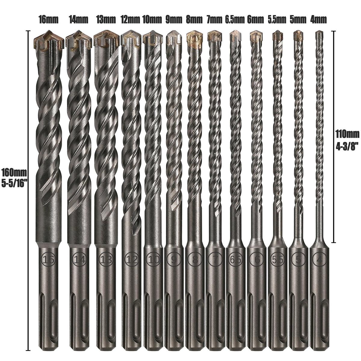 SDS Plus Masonry Hammer Drill Bit, 5-16mm x 160mm Cross Tip for Concrete