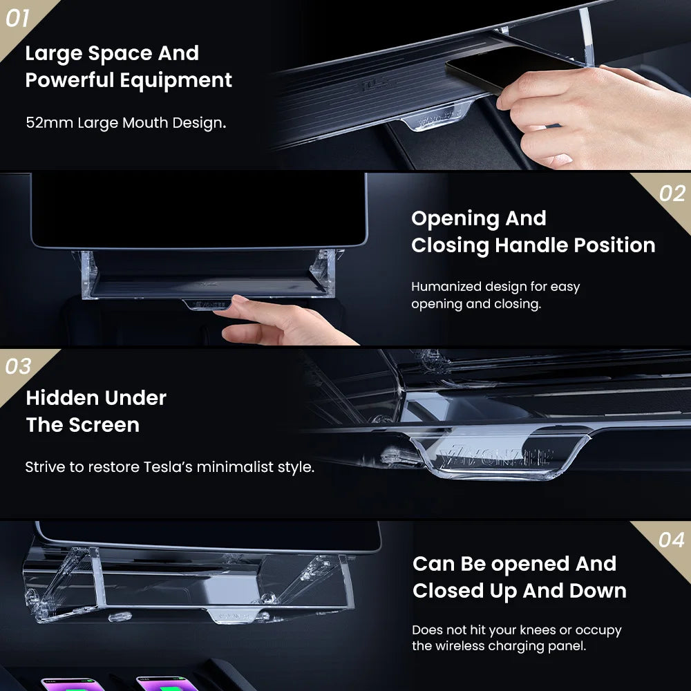 Magnetic Under Screen Storage Box for Tesla Model 3, Y and YL