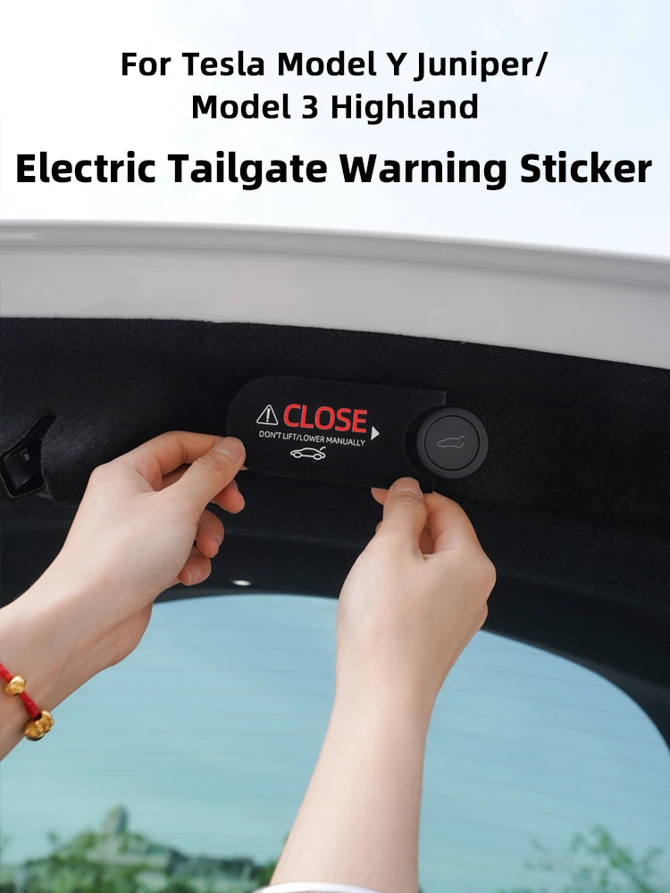 Electric Tailgate Warning Decal for Model Y and Model 3