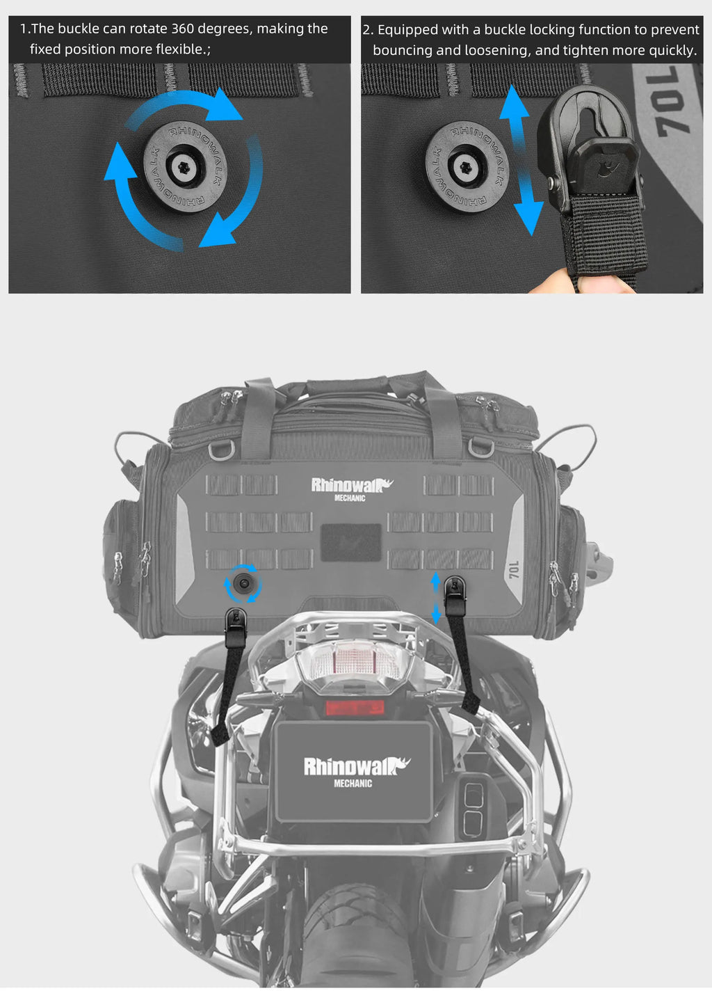 Rhinowalk 70L Magnetic Motorcycle Saddle Bag - image 12