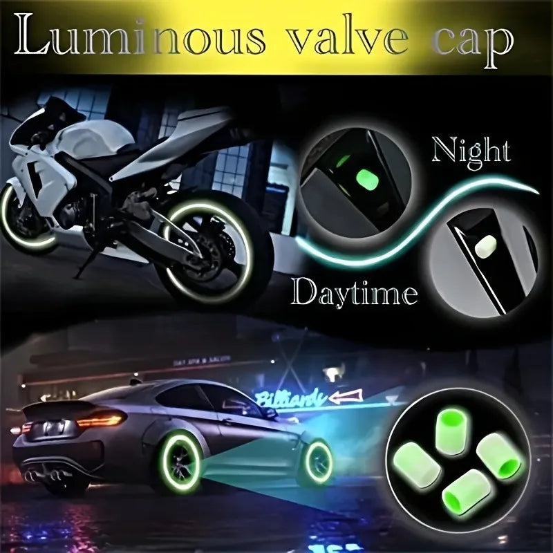 10Pcs Luminous Tire Valve Caps Glow in Dark for Car Motorcycle Bike - image 2