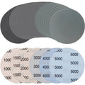 24pcs 5-Inch Wet & Dry Sandpaper Discs, 1000-5000 Grit, Round No-Hole Sanding Pads