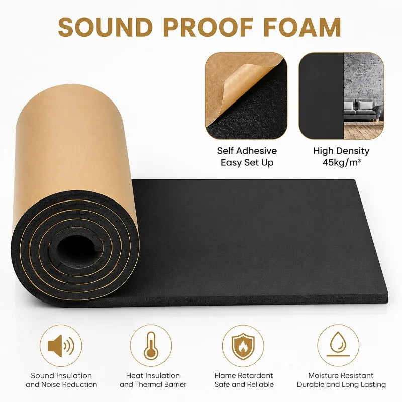 Self adhesive closed cell foam roll, car heat and sound insulation 5 to 20mm