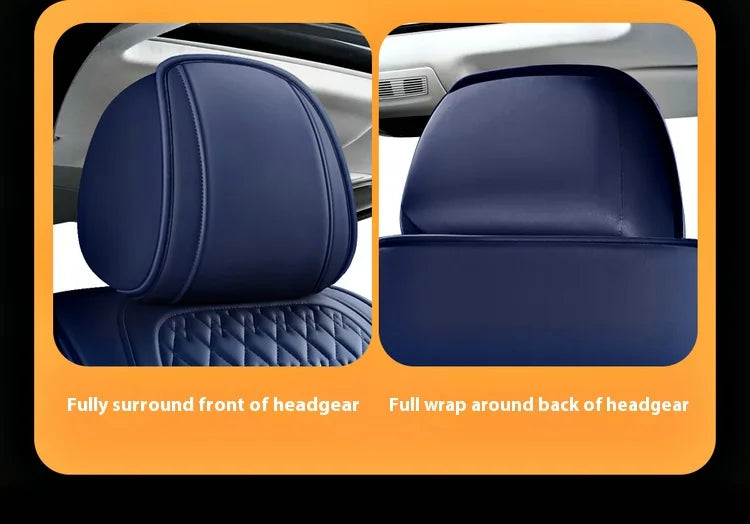 5-Seat Synthetic Leather Car Seat Cover Set with Lumbar Support