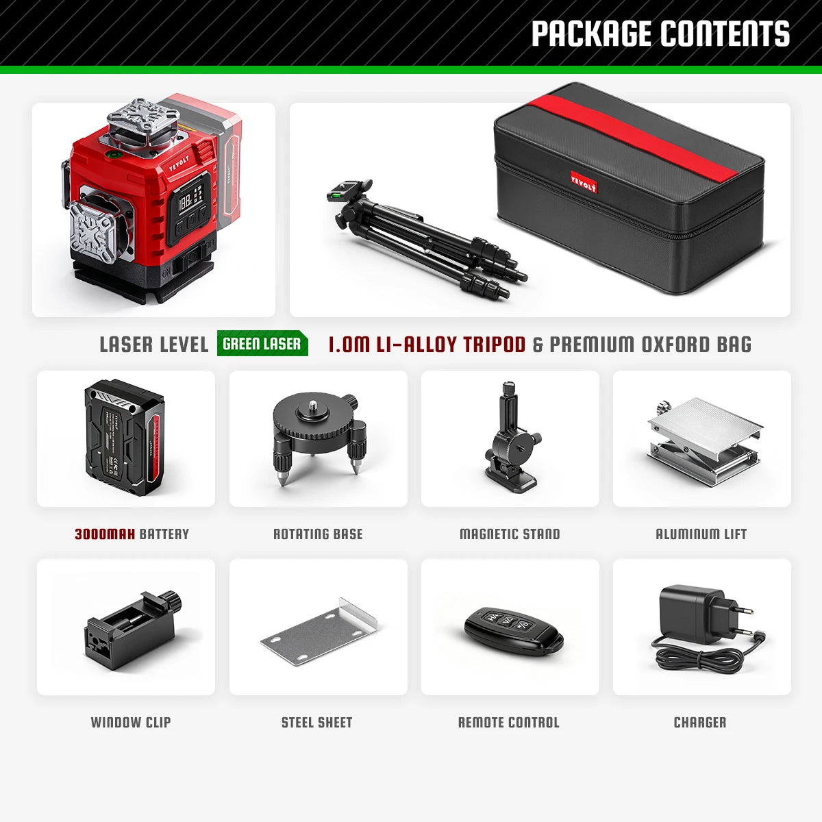 4D 360 Self Leveling Cross Line Laser Level with Tripod