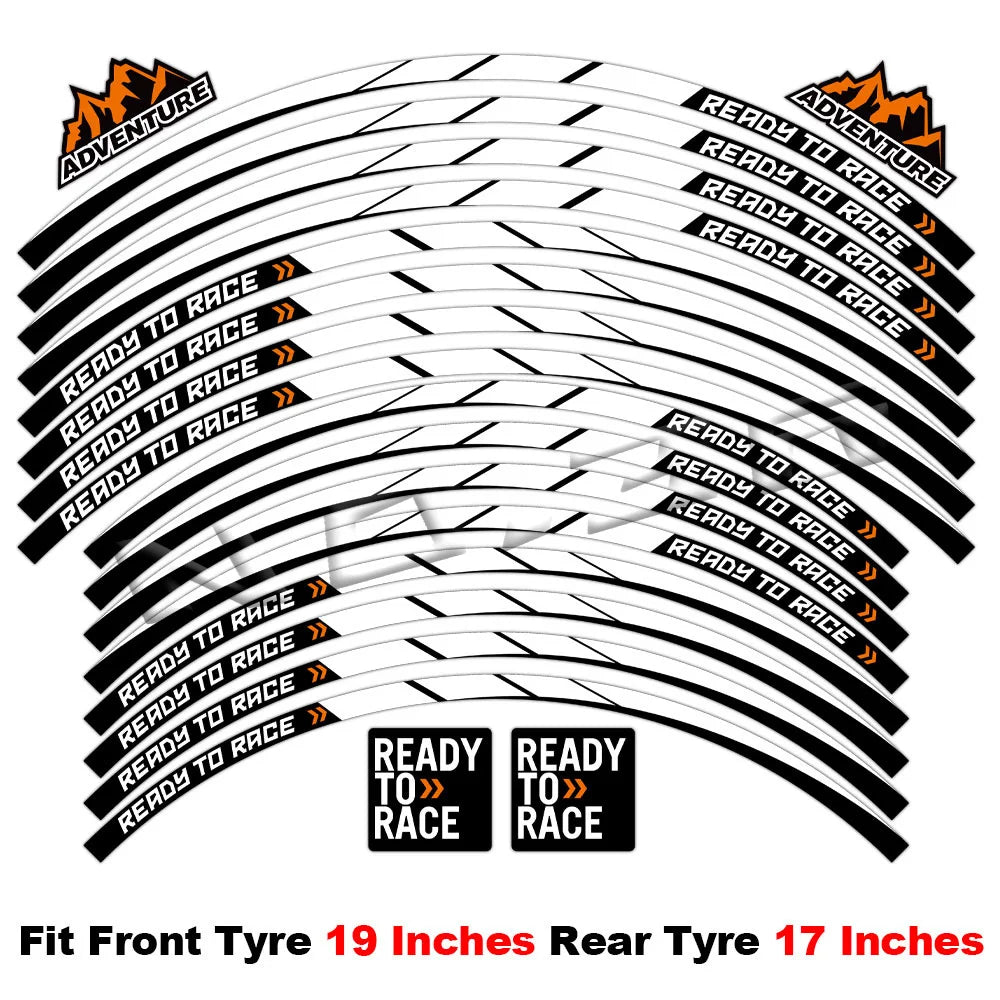 Reflective Motorcycle Rim Decal Stripe, 17-21 Inch Wheels